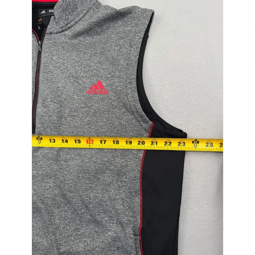 Adidas Climaheat Golf Vest Mens Large Gray/Black Quarter Zip Athletic Pullover